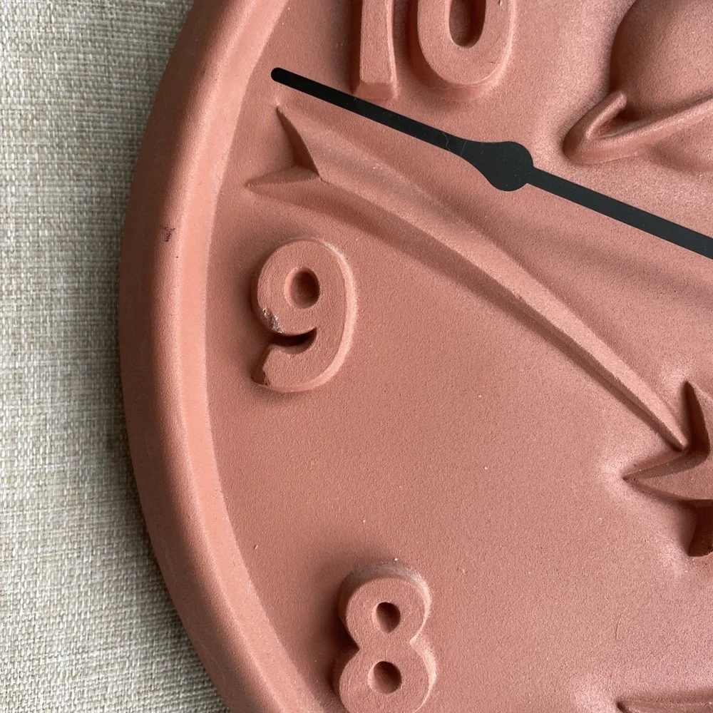 OPUS Terracotta Celestial Southwest Moon Face Shooting Star Planet Wall Clock